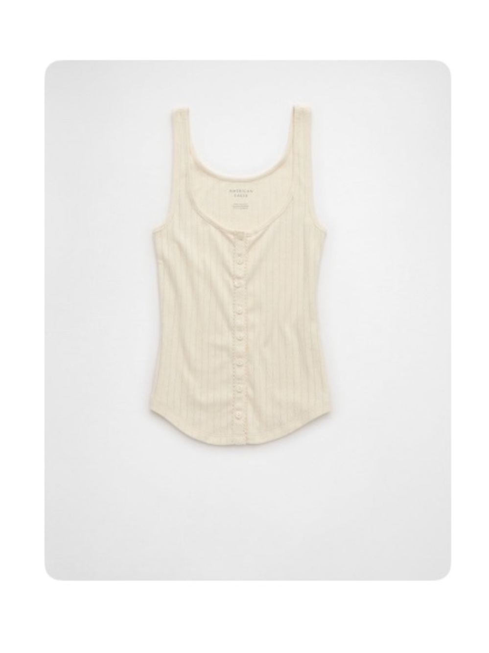American Eagle Outfitters Pointelle Scoop Neck Tank Top - Cream - Picture 1 of 4